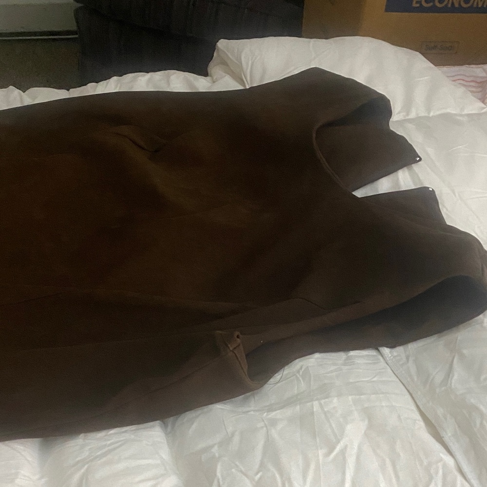Asymmetrical suede like  brown Dress